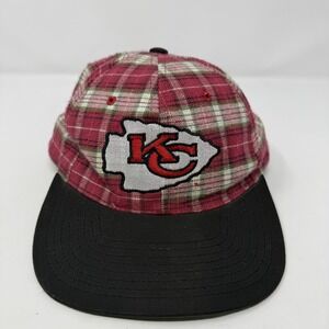 Vintage Kansas City Chiefs Hat Cap Snap Back Mens One Size NFL Plaid Annco 90s